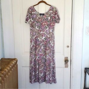 All that Jazz Vintage Purple and Cream Floral Midi Dress